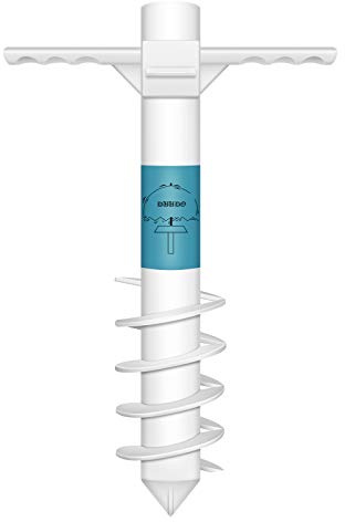DUUDO Sonnenschirm Sand Anker, Einheitsgröße für starker Wind, Weiß Schirmhalter mit 5-stöckig Schraube (1 Pack)
