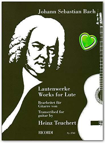 Sämtliche Lautenwerke - Johann Sebastian Bach - Notenbuch mit bunter herzförmiger Notenklammer - Ricordi - SY2761-9790204227617