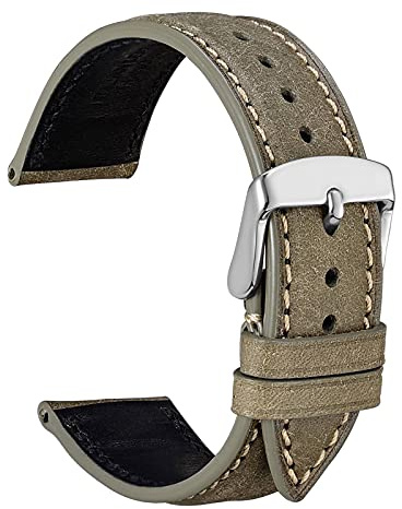WOCCI Correa Reloj Piel 14mm 18mm 20mm 22mm, Cuero Nobuck Banda de Repuesto para Relojes de Pulsera