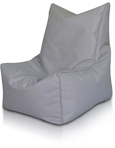 Ecopuf Solid - Grand Pouf Fauteuil Designer en Tissu de Polyester d'intérieur et d'extérieur 75 x 75 cm Pouf Vide Couleur Perle NC13