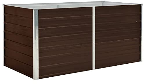 vidaXL Hochbeet aus verzinktem Stahl 160x80x77 cm, Braun, Sicherheitskante faltbar, wetterfest, DIY Pflanzkasten für Blumen und Gemüse, Garten oder Terrasse