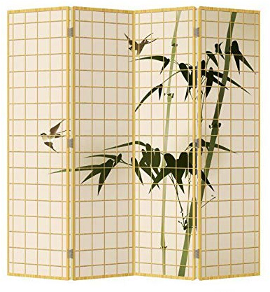 Fine Asianliving Paravent Raumteiler Japanisch Orientalisch Chinesisch Beidseitig L160xH180cm Spanische Wand Trennwand Room Divider Raumtrenner Sichtschutz Bedruckte Canvas Leinwand