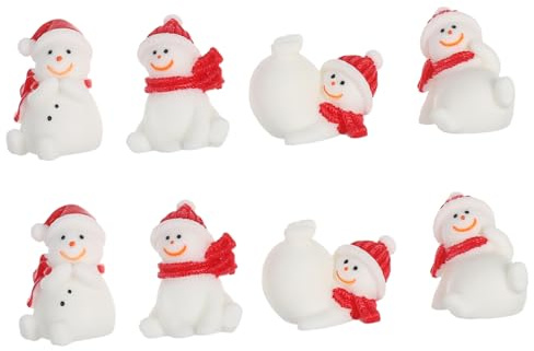 Toyvian 8pcs Mini Fairy Snowman Figurine Miniature Snowman Figurines Resin Snowman Ornament Xmas Party Favors for Christmas Party Desktop Decoration（Mixed Pattern