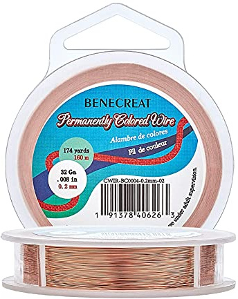 BENECREAT 0.2mm(32Gauge) Anlaufbeständiger Kupferdraht 160m Schmuckperlendraht für die Herstellung von Perlenschmuck
