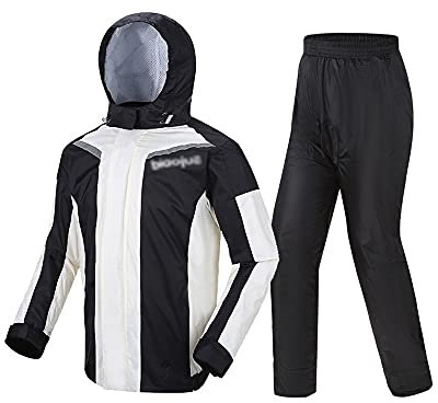 SJASD Regenkombi Herren Motorrad,wasserdichte Regen Jacke und Hose Anzug Kombi,motorradregenkombi,Regenanzug,Hose unterteile Set Anzug Arbeit Camping Angeln,Weiß,L