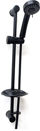 Noir Black Shower Slide Rail Kit | Adjustable Riser Rail | Shower Head & Hose Pipe Bracket | Matt Black