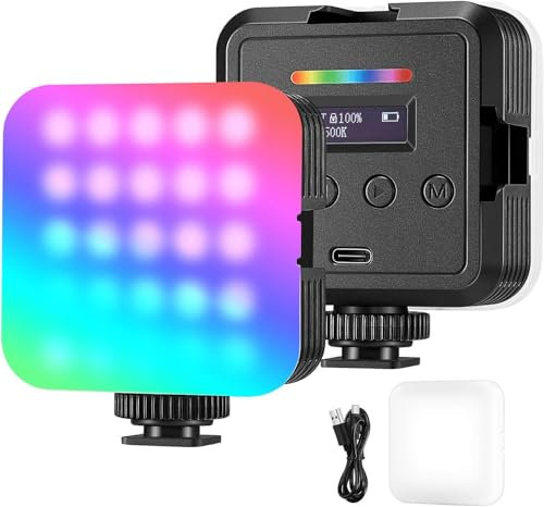 NEEWER Luce Fotocamera RGB Magnetica, Piccolo Pannello Video LED RGB61 a Colori 360° con 3 Cold Shoe, CRI 97+, 20 Modalità Scena, 2500K-8500K, 2000mAh, Illuminazione Selfie Portatile per Foto Video