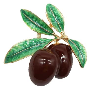 ECER Brosche Clips Broschen Anstecknadel Broschennadel Dekorative Grüne Emaille-Malerei Öl Kokosnussfrucht Olivenpflanze Brosche Männer Und Frauen Jacken Anzug Zubehör Pin Brosche,Braun