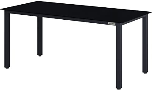 Casaria® Aluminium Gartentisch 8 Personen 190x 90x 75 cm Höhenverstellbar 5 mm Sicherheitsglas Wetterfest Garten Terrasse Balkon Esstisch Grau Schwarz