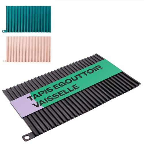 Netrox - Abtropfmatte Silikon klein 30x18 - lebensmittelecht, leicht zu reinigen, rutschfest & hitzebeständig bis 230C° - Geschirr abtropfen Spüle Unterlage, dish drying mat Küche, Abtropfmatten