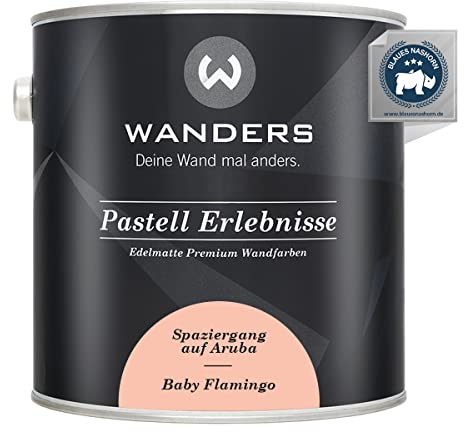 Wanders Pastell Erlebnisse 2,5L - Baby Flamingo/Sehr Helles Korallen - Edelmatte Wandfarbe! Küchenmöbellack und Möbelfarbe. Kreidefarbe für Holz & mehr. Hohe Deckkraft, schnell trocknend