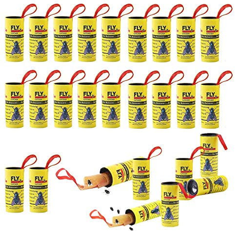 Rotolini Acchiappamosche, Trappola Mosche per Frutta appiccicosa per Interni Esterni Uso di Mosche, zanzare e Altri Insetti Volanti 32 Pezzi