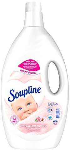 SOUPLINE - Adoucissant Dilué Soupline Hypoallergénique - Formule Active à Froid - 92 % d'Ingrédients d'Origine Naturelle - Bouteille de 2,85 L