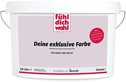 derendo Fühl Dich Wohl Deine Farbe lila, matte Wandfarbe lila, hohe Deckkraft, verschiedene lilatöne zur Auswahl (2,5L, Helles Mauve)