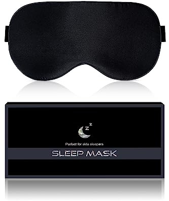 BLSSNZ Schlafmaske aus Seide, weich, atmungsaktiv, natürliche Maulbeerseide, blickdicht, zum Schlafen, mit verstellbaren Trägern, kein Druck, Augenmaske für Herren, Schwarz