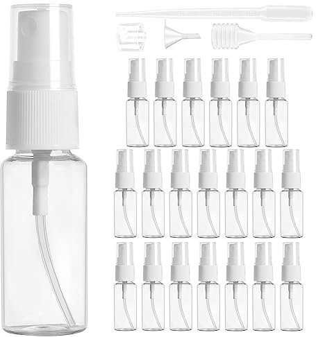 WINKIO Zerstäuber Sprühflasche 20 Stück, 30ml Sprayflasche Leer Transparente, Tragbares Kunststoff Spray Bottle, Kleine Sprühflaschen zum Befüllen für Parfüm, Körperpflege Flüssigkeit, Kosmetik