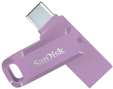 SanDisk Ultra Dual Drive Go 64GB Unità Flash (con Connettori USB reversibili di Tipo C e Tipo A, per Smartphone, Tablet, Mac e Computer, Fino a 300 MB/s, Chiavetta USB Type-C )Lavender