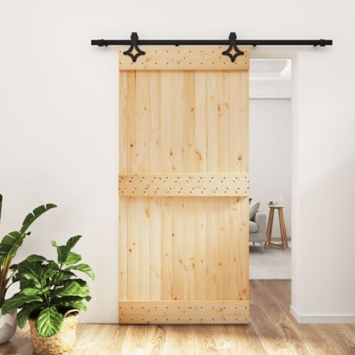 BLASE Porta Scorrevole Con Set Hardware, Esterno e Interno, del Granaio, in Legno per Letto, Cucina, Fienile, Garage, Nero 100x210cm Tipo 4