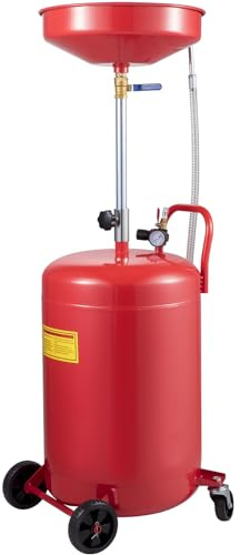 VEVOR Réservoir de vidange d'huile usagée 80 L, récipient de vidange d'huile Portable, Drainage de Transfert de Carburant Fluide, Hauteur d'entonnoir réglable, avec vanne de régulation de Pression