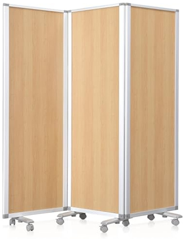 SWANCROWN Mobile Stellwand 180 x 180 cm, Pinnwand mit Rollen | 3-Teilig, Doppelseitig Nutzbar, auf 60 cm Zusammenklappbar, Stabiler Aluminiumrahmen, Präsentationswand Mobil für Büro