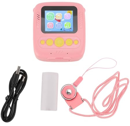Fotocamera a Stampa Istantanea per Bambini, Regali di Compleanno di Natale per Ragazze e Ragazzi, Videocamere Digitali con Schermo HD 48MP da 2 Pollici e Zoom 8X per Bambini (PINK)