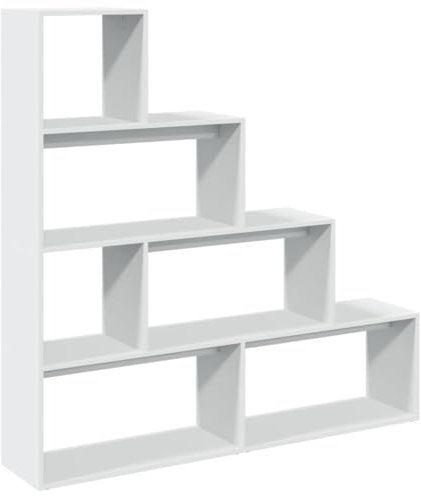 vidaXL Raumteiler Bücherregal 4 Stufen, Standregal Treppenregal für Wohnzimmer Schlafzimmer Büro, Stufenregal Regal, Weiß Holzwerkstoff