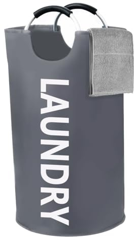 LiangYuanZen 90L Faltbar Wäschekorb, Wäschesammler Wäschetonne Stoff Wäschesack mit Griffe, für Wäschesortierer Aufbewahrungskorb Badezimmer Waschküche. (Dark gray)