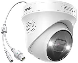 ZOSI Telecamera di Sorveglianza per Esterni 4K PoE con Rilevamento di Persone e Auto, Telecamera IP a Cupola da 8 MP con Audio a 2 Vie, Compatibile con PoE-NVR, C225