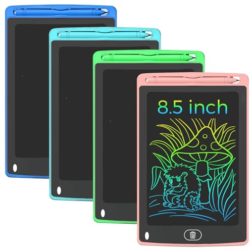 4 Pack LCD Writing Tablet with Pen - 8.5 Inch Colorful Doodle Board Drawing Tablet, Educational Learning Toys Birthday Gifts for Kids Age 3 4 5 6 7 8 Year Old Boys and Girls Toddlers, 4 Colors
