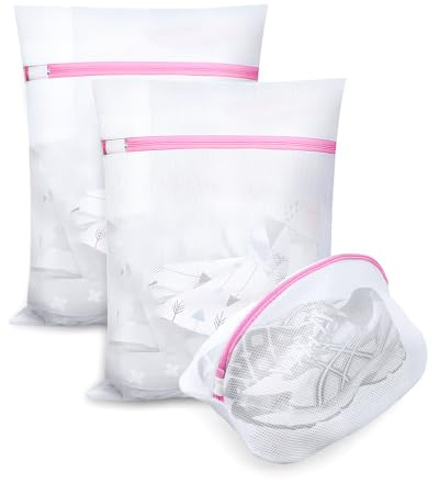 3 Stück Wäschesäcke für die Waschmaschine zur Vermeidung von Verformung und Falten der Kleidung, Wäschesack mit Reißverschluss für Pullover, Hemden, Unterwäsche, Socken, Schuhe
