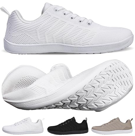 WEXITO Barefoot Scarpe Donna Uomo Palestra Piedi Nudi Minimalist Shoes Sneakers Camminare Antiscivolo Traspirante Leggere Estive Unisex Suola Zero Drop Bianco 41