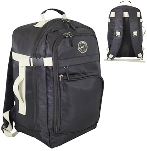 Ryanair Cabin Bag 40x25x20cm Underseat Backpack – Airline Approved Free Carry On Flight Bag | Lightweight 20L Nylon Travel Backpack Fits Ryanair, EasyJet, British Airways & More - Black/White