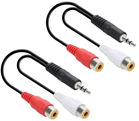 2 Pièces Adaptateur RCA Jack, Câble 3.5mm Mâle RCA Femelle, Adaptateur Audio Stéréo - Câble Flexible avec Contacts Plaqués Or, Connecteurs Métalliques, Idéal pour Hi-Fi, TV, Smartphone, Systèmes Audio