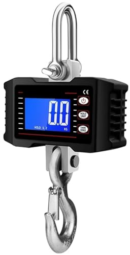 Bilancia a gancio industriale con retroilluminazione digitale da 1500 kg, bilancia for gru, Preciso e Versatile(1500kg Black)