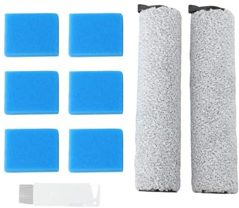Tidevib For Tineco IFloor 2 Roller Brush and Filters Set, High-Density Soft Microfiber Bristles Protect Hard Floors, Includes 2 Brush Rolls, 6 Sponges, 1 Cleaning Tool