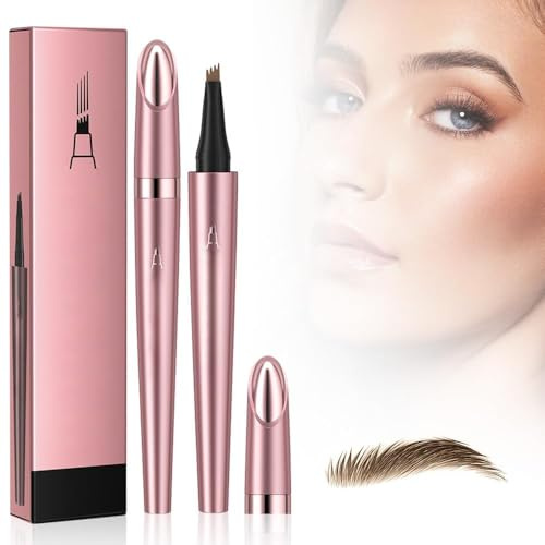 2 Stück Magischer Microblading Augenbrauenstift, Wischfester Augenbrauenfarbe, Sorgt für Natürlich Aussehende, Definierte Augenbrauen (2Stück Dunkelbraun)