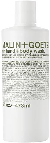 MALIN+GOETZ Hand + Body Wash | Gentle Foaming Cleanser with Botanical Extracts and Amino Acids | Hydrating, pH-Balanced, Unisex Scent | Vegan & Cruelty-Free (Rum, 16 Fl Oz)