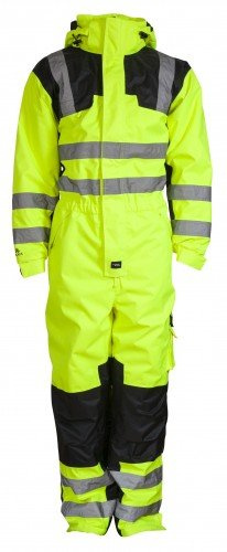 Warnschutzoverall für Winter, Thermooverall, wasserdicht und atmungsaktiv gelb/schwarz Gr.XL