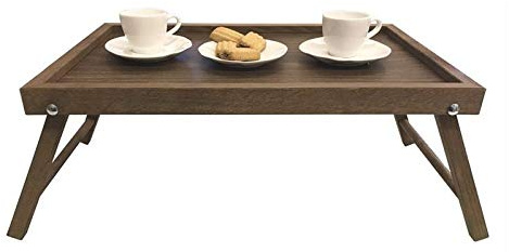 MAURY'S IL NUMERO UNO DEL RISPARMIO Vassoio Tavolino in Legno da Letto con Gambe Pieghevoli 50 x 33 Cm Color Noce