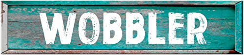 ANY AND ALL GRAPHICS WOBBLER 4x18 Rectangle Painted Wood Teal Color Weathered Look Novelty décor Composite Aluminum Beach Cottage Sign.