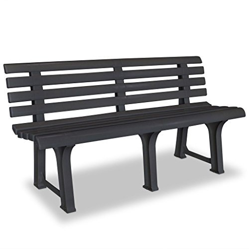 yorten Gartenbank, Parkbank Balkonbank Terrassenbank, Kunststoff 145,5 x 49 x 74 cm (Anthrazit)