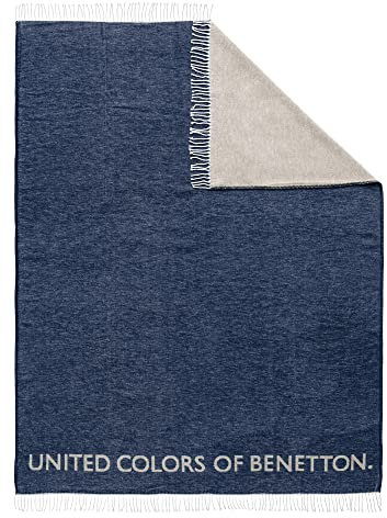 UNITED COLORS OF BENETTON Manta 140x190cm 320gsm 60% algodón 40% acrílico azul oscuro/gris