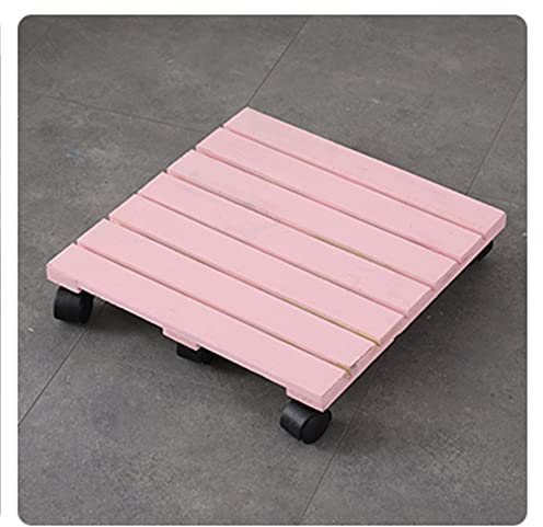 XSSS-ZC Balkon-Blumentopf-Tablett, mobiles rundes Bodenkissen mit Rädern, quadratisches Drehrad-Blumentablett, rechteckiger Blumenbehälter,Rosa,Square 50 * 50cm