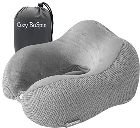 Cozy BoSpin Reisekissen Nackenkissen für Reisen, Memory-Schaum, tragbares Stützkissen, bequem und leicht, Schnellpack für Camping, Schlafkissen (grau)