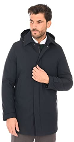 Trench Uomo Invernale Lungo Cappotto Imbottito con Cappuccio Slim Fit