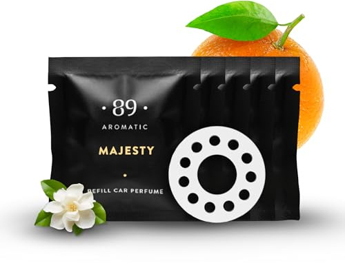 Aromatic •89• Auto-Lüftungsclip Nachfüllkapseln 5er Pack - Mandarine, Jasmin & Sandelholz Duft, Lang anhaltende parfümierte Düfte, luxuriöse Auto-Lufterfrischer-Nachfüllungen, Geruchsentferner