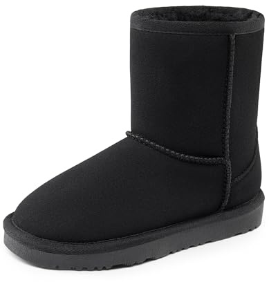 DREAM PAIRS Kids Cozy Fuzzy Boots | Cold weather mid-boot, soft fluffy lining, grippy sole, suede-like upper, cushioned footbed
