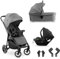 hauck Shop N Care Trio Set, Grey - Lightweight Pushchair (only 8.5 kg) Travel System with Pram Unit & i-Size Car Seat from Birth, Snack Tray, Cup Holder & Raincover, Fully Reclining up to 22 kg