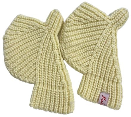 FUXIU Einfarbige Strickhandschuhe für den Winter, halbe Finger, dick, halten das Handgelenk warm, berührbare Bildschirmhandschuhe für Freundin, Vanillepudding, As detailed discription