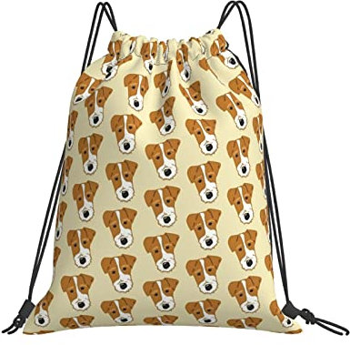 Beutel Drahthaar-Foxterrier Brauntöne Tans Bieges Gym Bag Unisex Turnbeutel Mit Kordelzug Waschmaschinenfest Rucksack Mit Kordelzug Für Strand, Erwachsene, Kinder, 36X42Cm